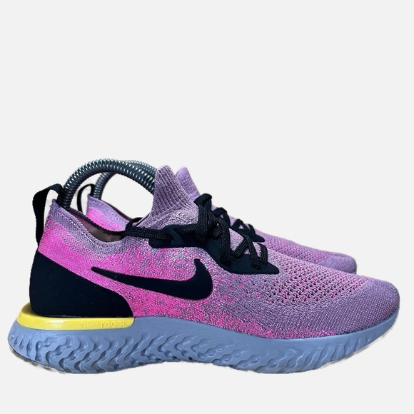 Nike Epic React Flyknit REFLECTIVE Womens Size 7.5 (6Y) Running Shoes Plum Dust - Picture 1 of 9
